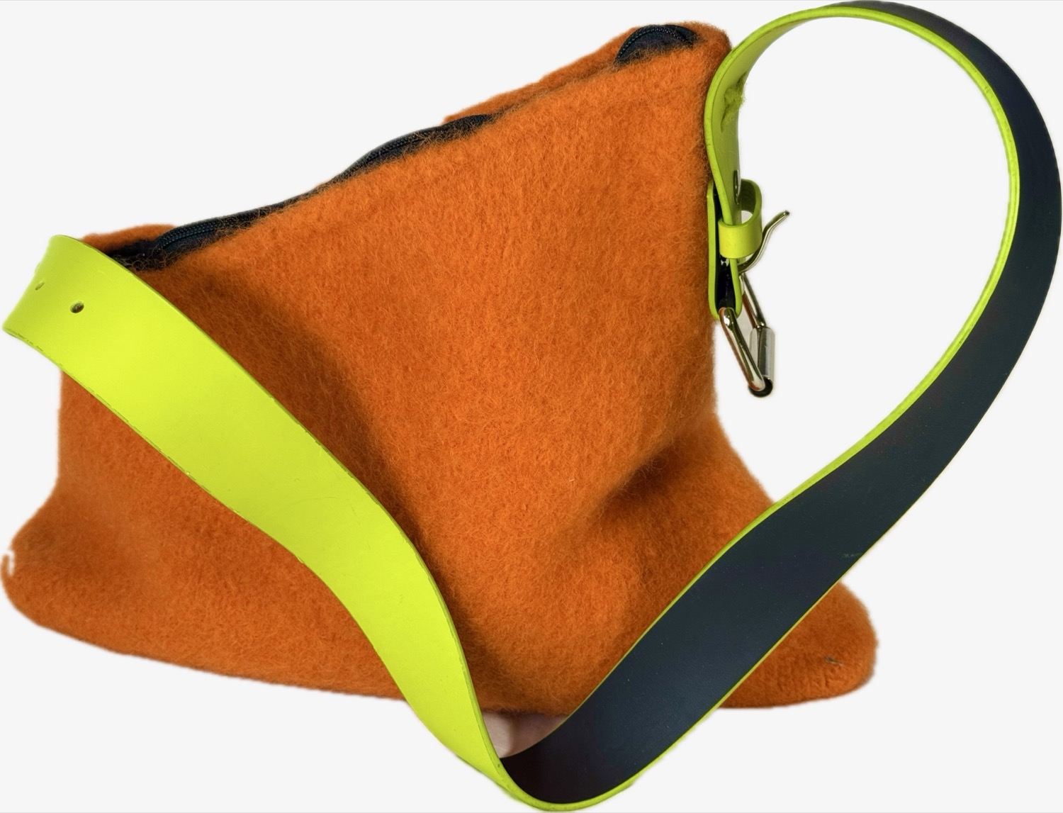 Orange and lime green belt bag